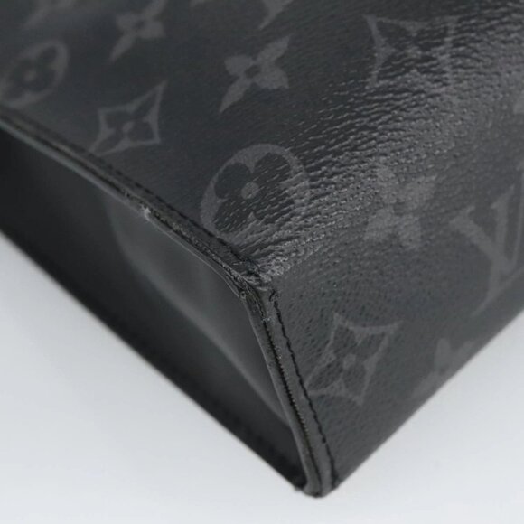 LOUIS VUITTON Monogram Eclipse Pochette Voyage MM Clutch Bag M61692 Auth 101256 - Picture 3 of 16